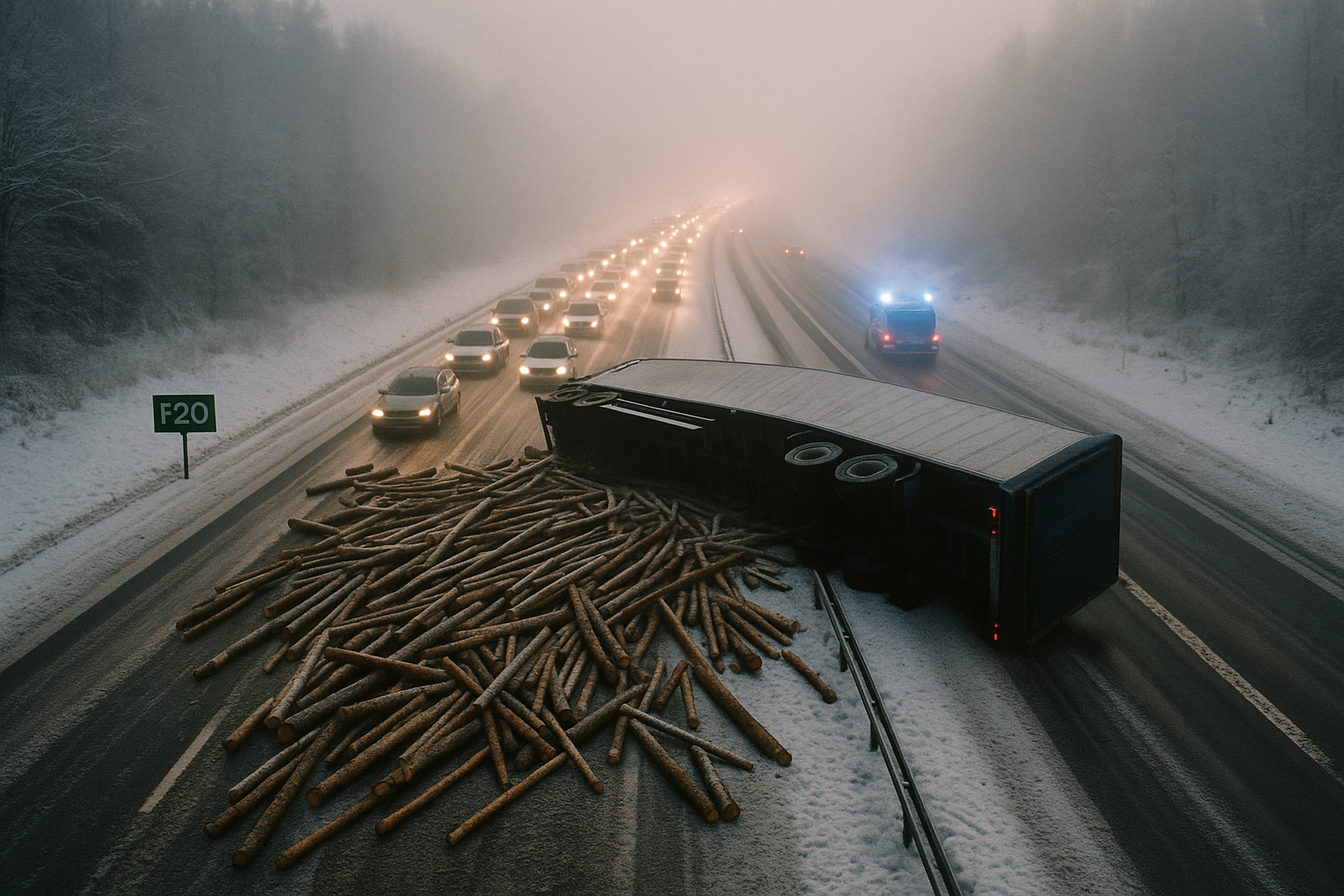 Lastbilsolycka stänger E20 mellan Backa och Nolängen – trafikkaos för Karlsborgsresenärer