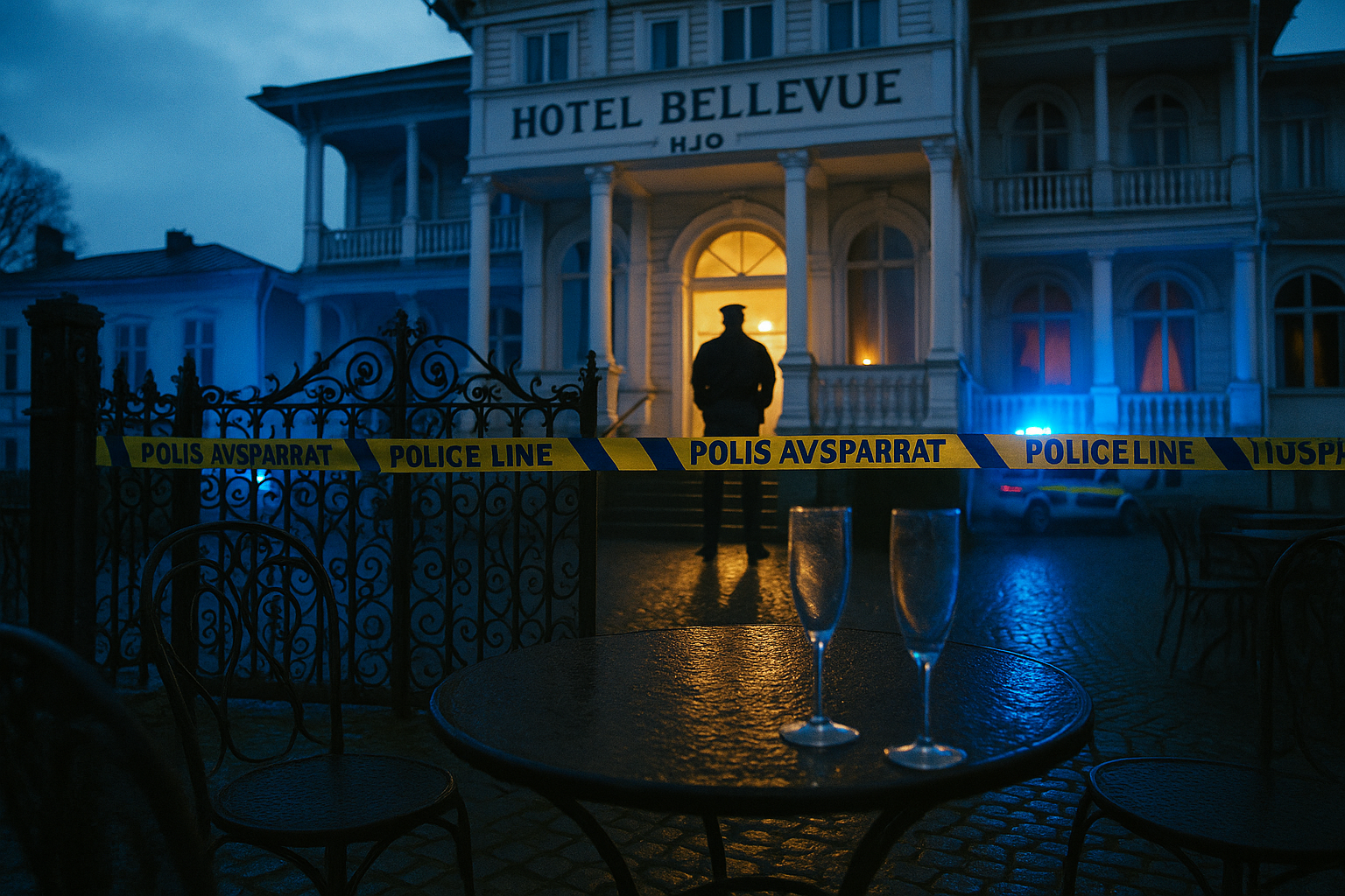 Knivman nedbrottad av ordningsvakt på hotell Bellevue i Hjo