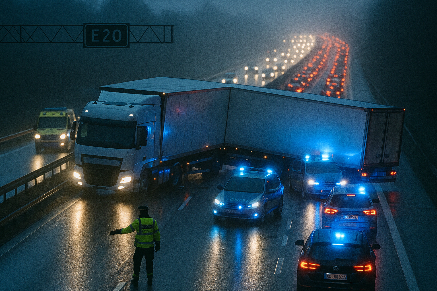 Trasig lastbil på E20 stoppar morgontrafiken mot Laxå