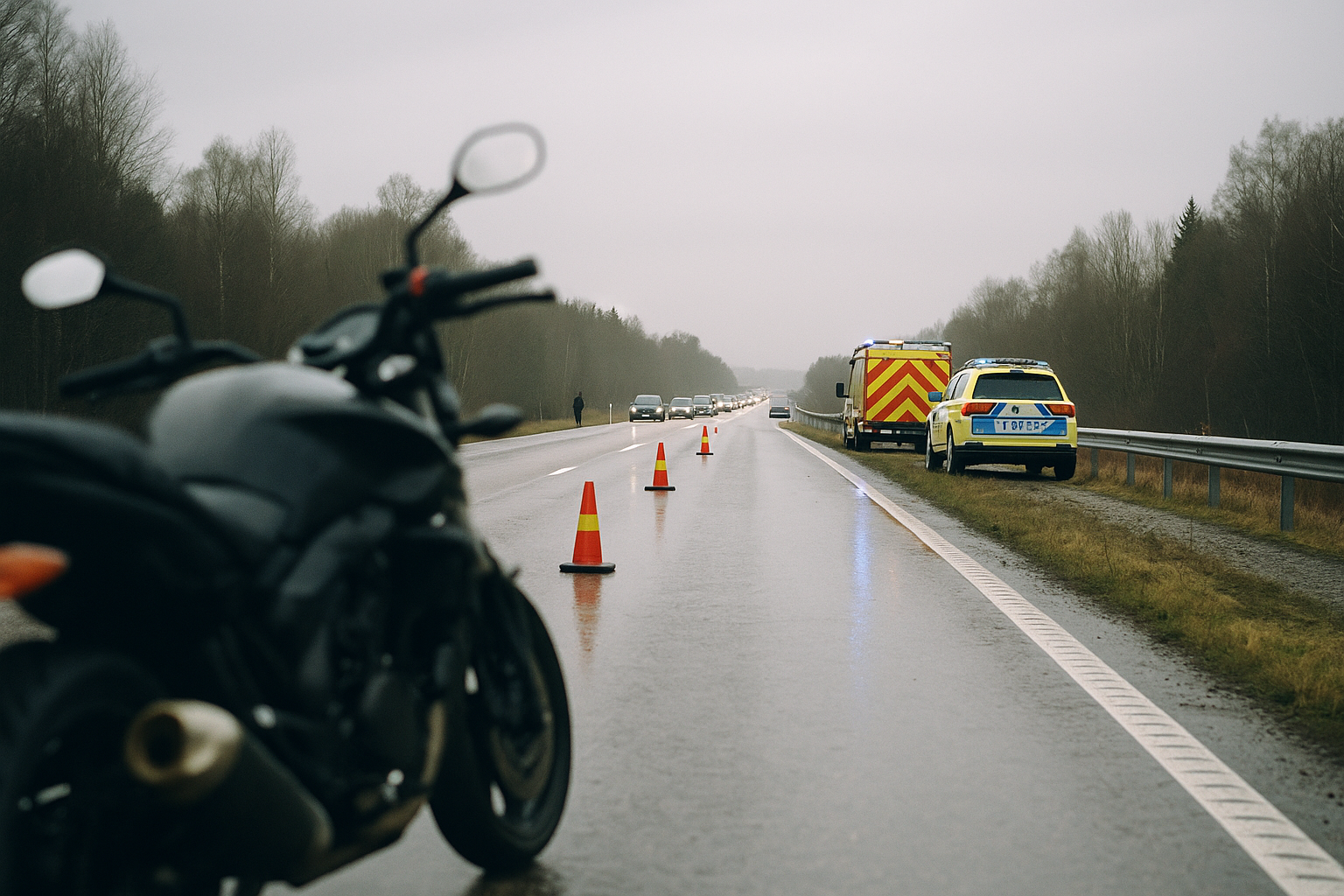 MC-olycka stoppar trafik på riksväg 26 söder om Ek