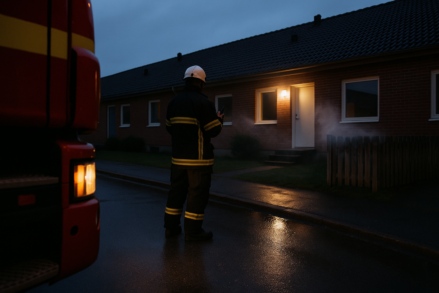 Grillrök utlöser brandlarm i Tibro radhusområde