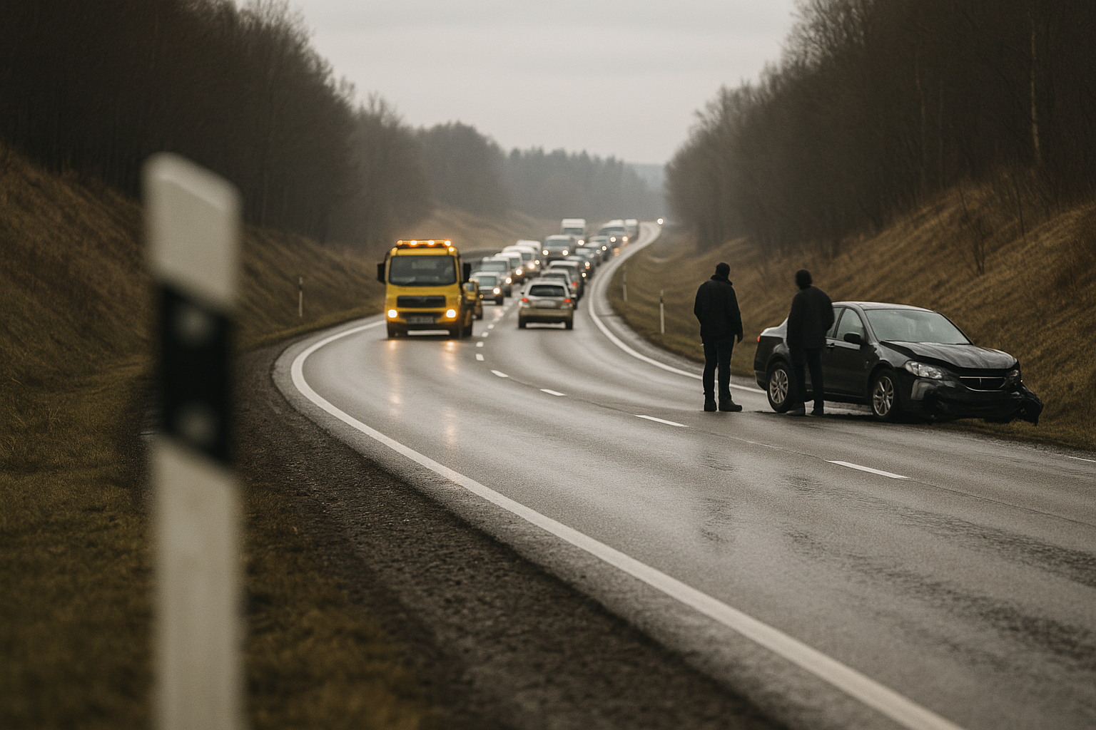 Singelolycka på E20 vid Mariestad stör trafik mot Töreboda och Karlsborg