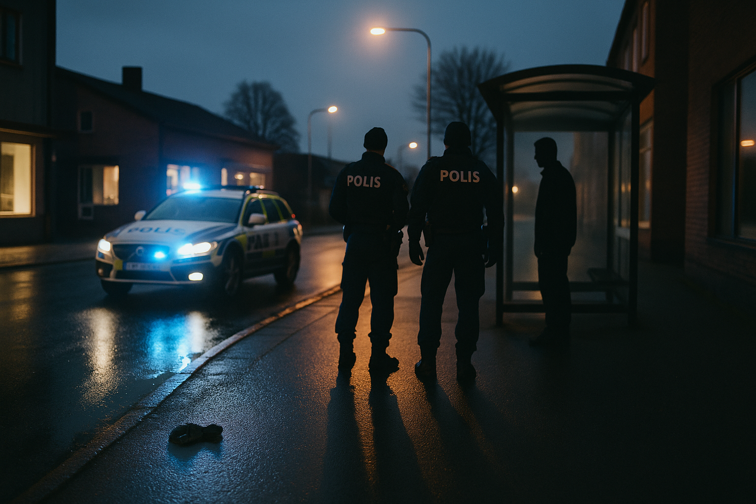 Polis griper man med knivliknande föremål i Tibro centrum